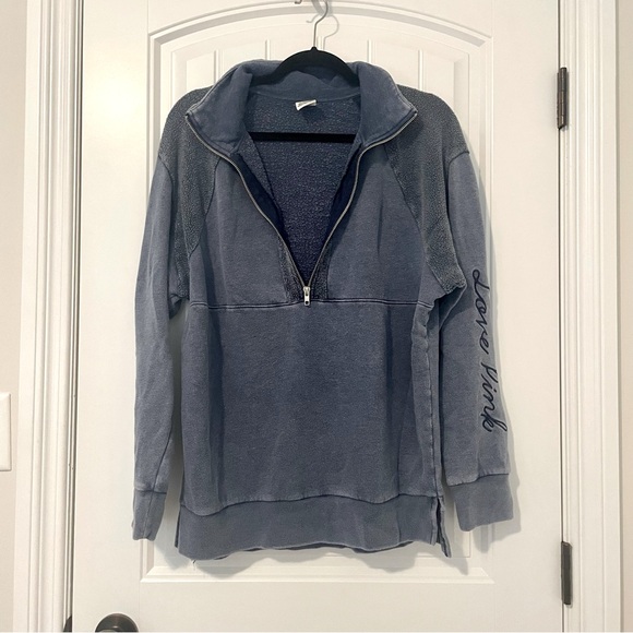 Victoria's Secret Pink Sweatshirt Quarter Zip Pullover Size S - Picture 3 of 8